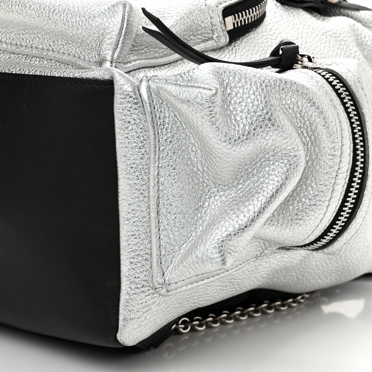 Metallic Deerskin Medium Rucksack Backpack Silver