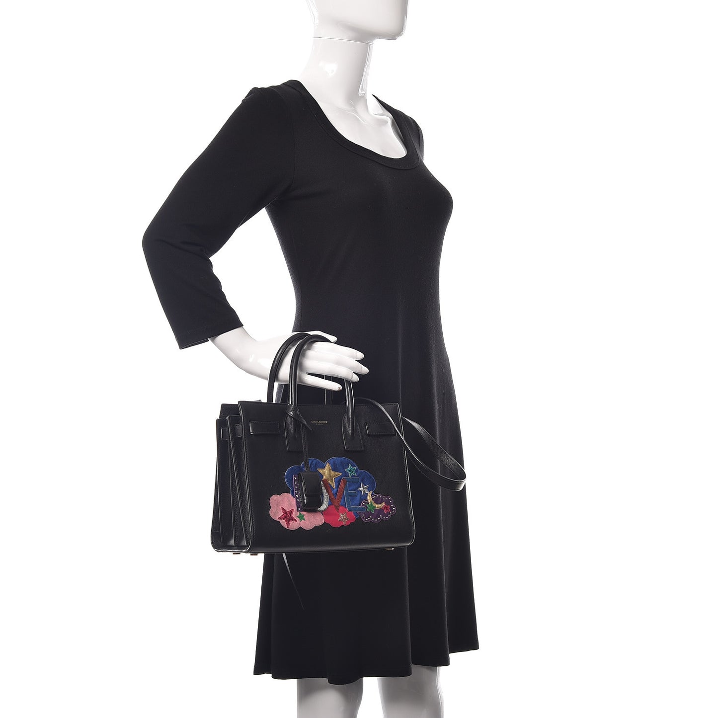 Calfskin Love Patchwork Baby Sac De Jour Black