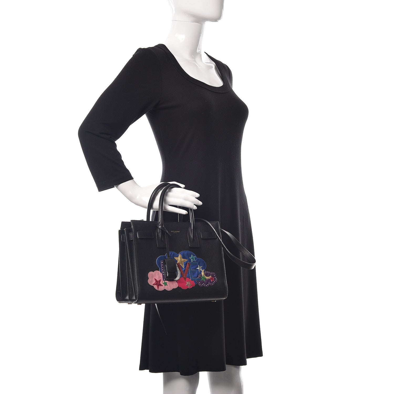 Saint Laurent Calfskin Love Patchwork Baby Sac De Jour Black 3 of 17