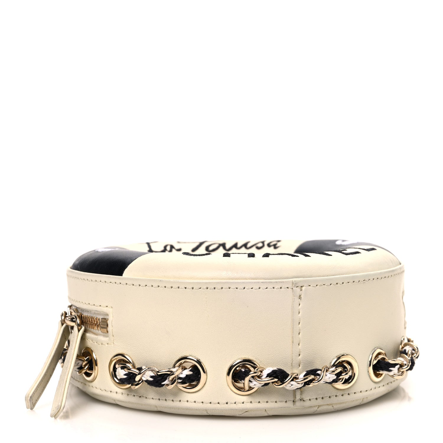 Chanel Lambskin Coco Lifesaver Round Bag Black White 4 of 11