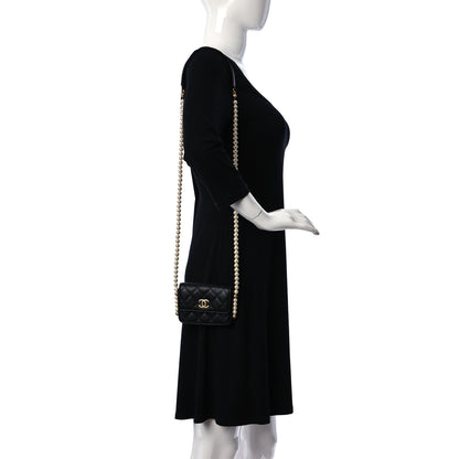 Chanel Calfskin Quilted About Pearls Card Holder Flap With Chain Black 2 of 12