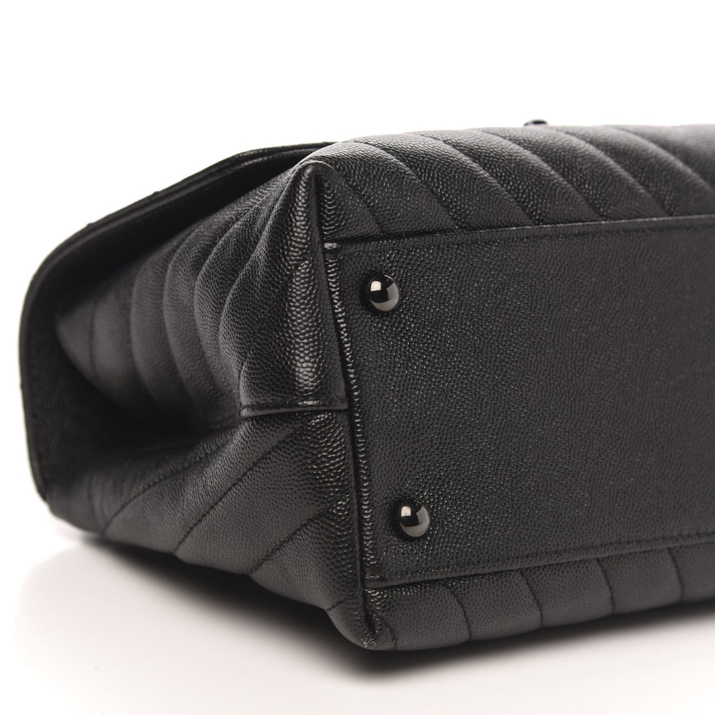 Caviar Chevron Quilted Small Coco Handle Flap So Black