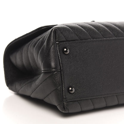 Chanel Caviar Chevron Quilted Small Coco Handle Flap So Black 9 of 11