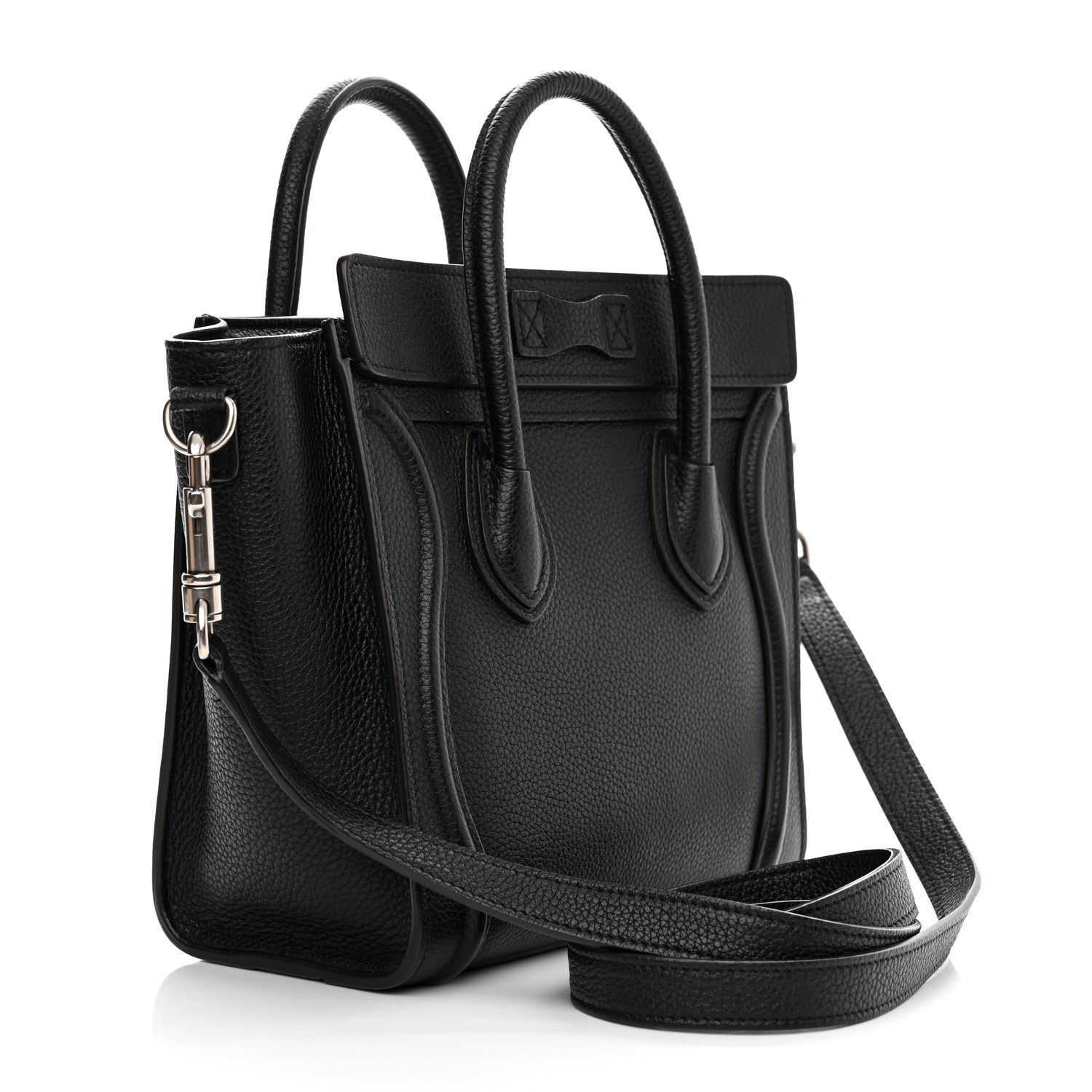 Celine Drummed Calfskin Nano Luggage Black 2 of 13
