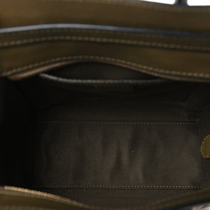 Celine Drummed Calfskin Nano Luggage Dark Olive 5 of 12