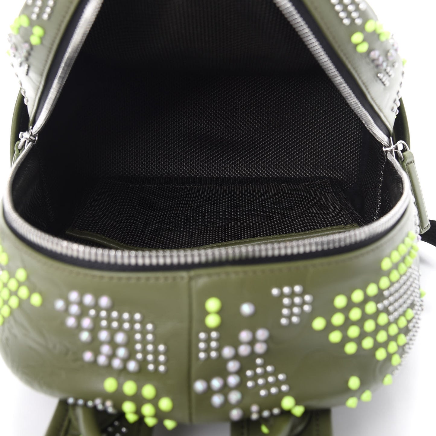 Smooth Calfskin Studded Small Lion Camo Stark Backpack Winter Moss
