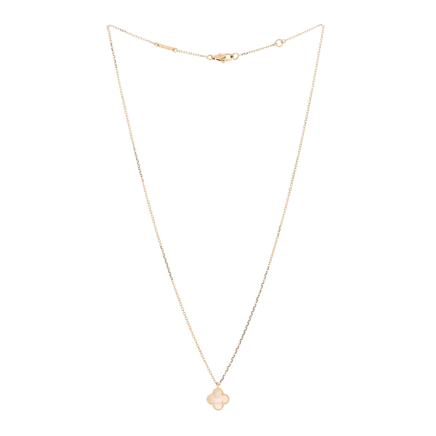 Van Cleef & Arpels 18K Yellow Gold Mother of Pearl Sweet Alhambra Pendant Necklace 3 of 6