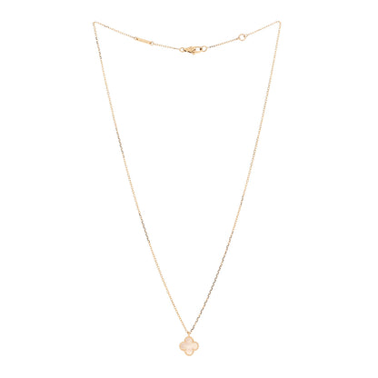Van Cleef & Arpels 18K Yellow Gold Mother of Pearl Sweet Alhambra Pendant Necklace 3 of 6
