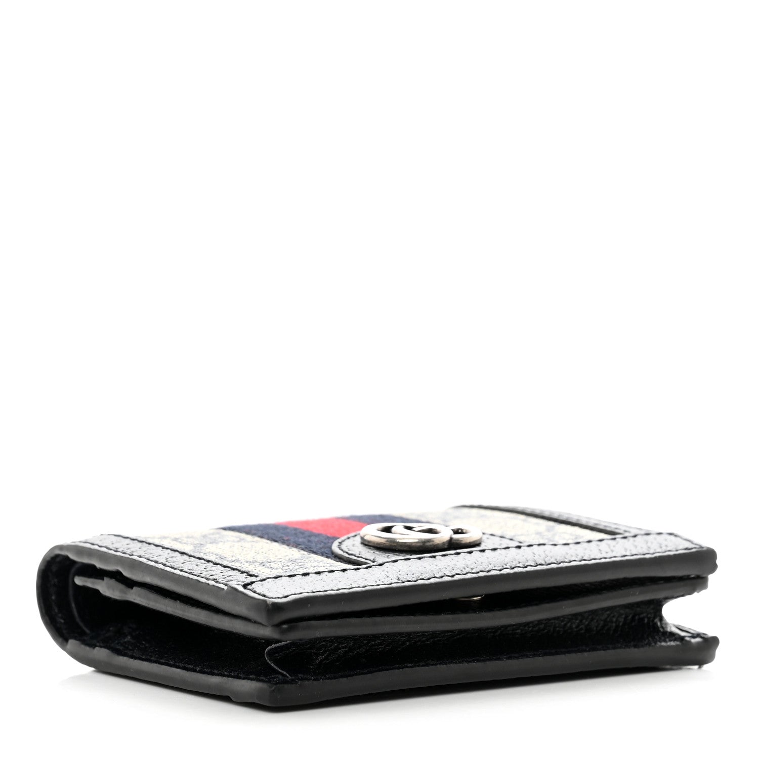 Gucci GG Supreme Monogram Textured Dollar Calfskin Web Ophidia Card Case Beige Blue 4 of 7
