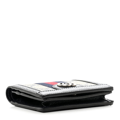 Gucci GG Supreme Monogram Textured Dollar Calfskin Web Ophidia Card Case Beige Blue 4 of 7