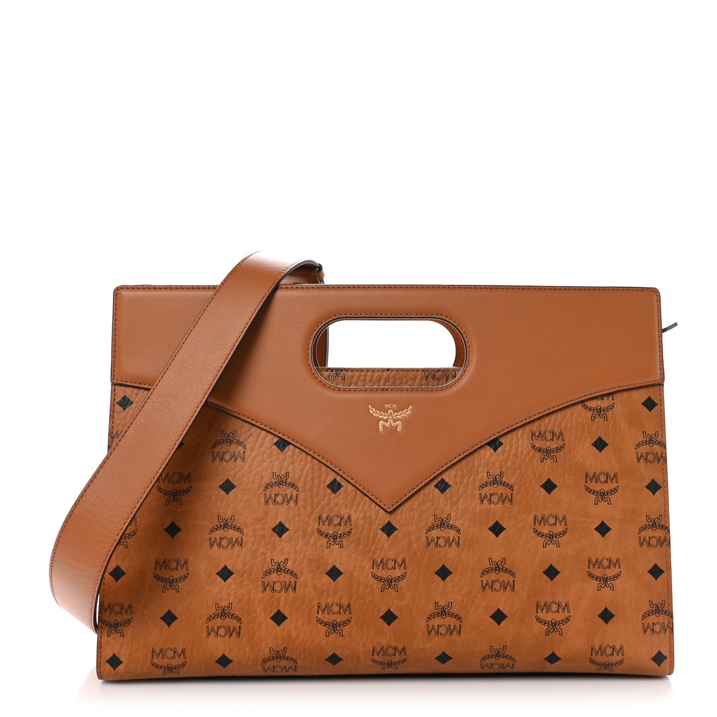 Visetos Calfskin Medium Diamond Tote Cognac