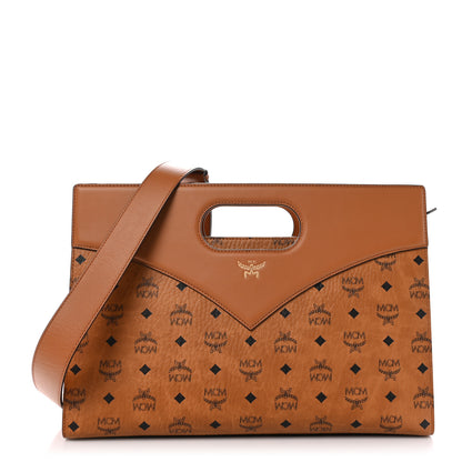 MCM Visetos Calfskin Medium Diamond Tote Cognac 1 of 9