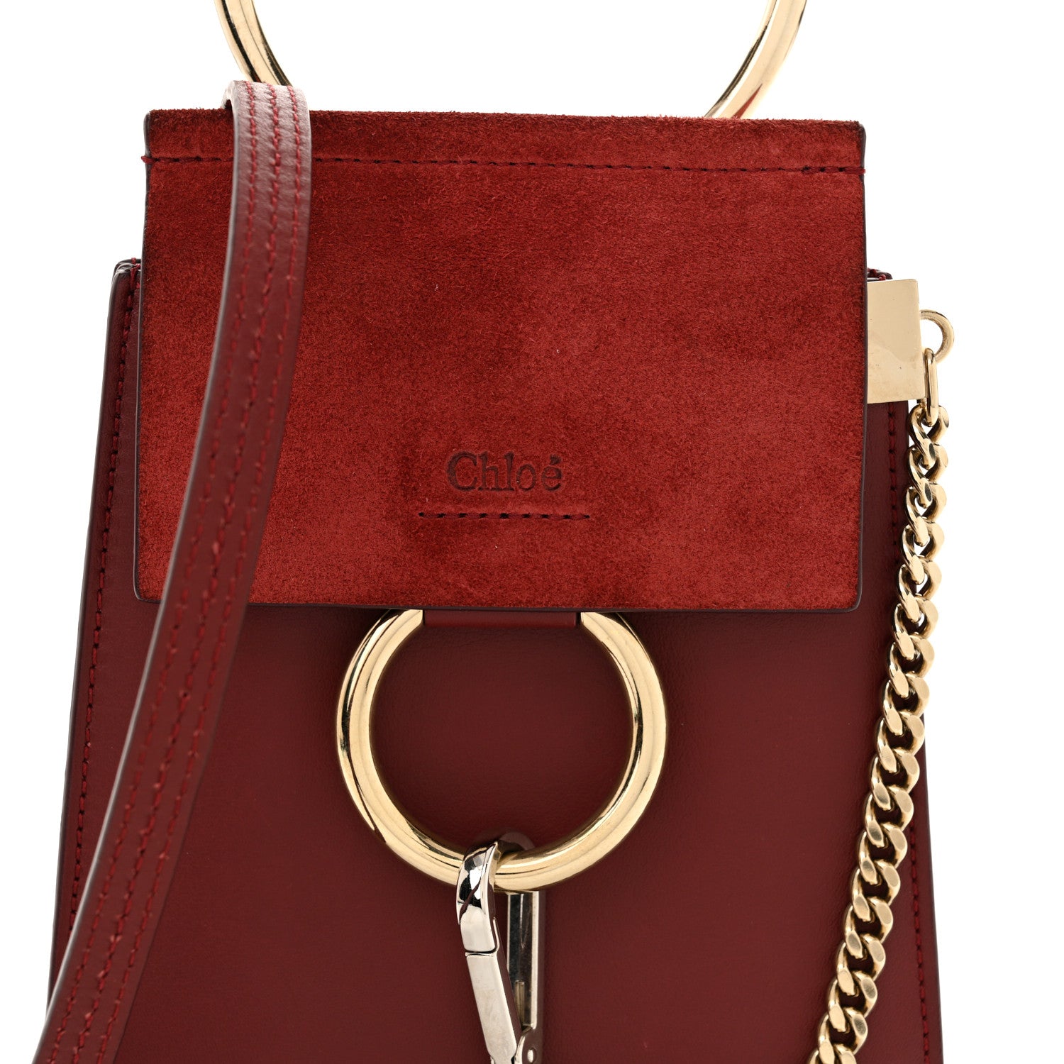 Chloe Suede Calfskin Mini Faye Bracelet Bag Plum Purple 7 of 9