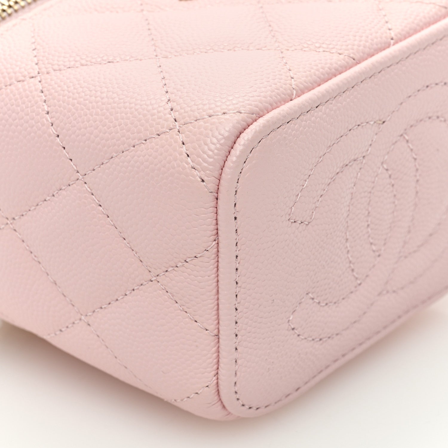 Chanel Caviar Quilted Mini Vanity Case With Chain Pink 10 of 11