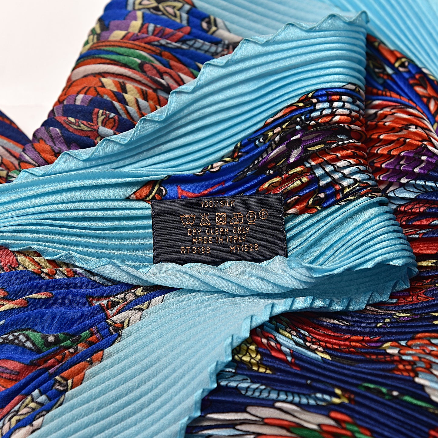 Silk Angles Pleated Square Scarf Blue