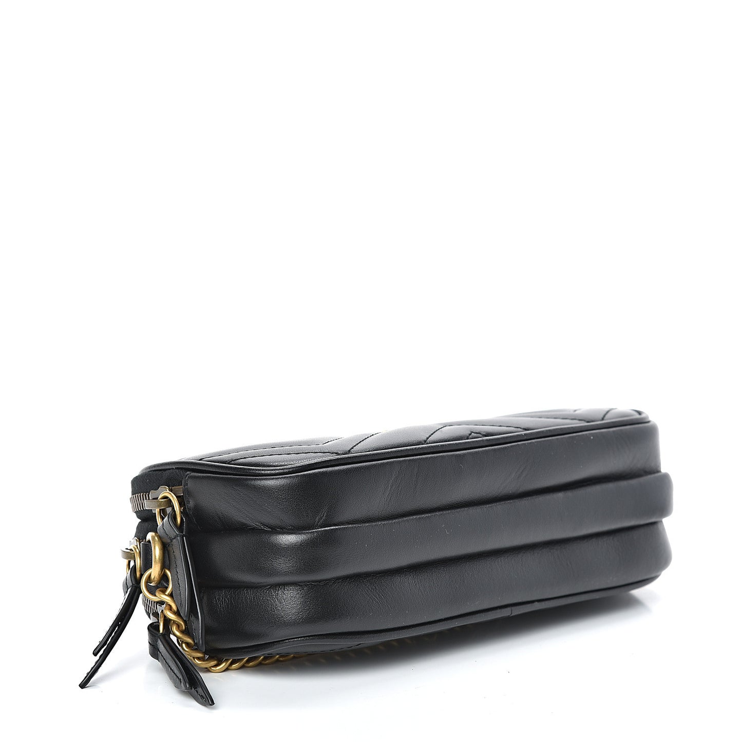 Calfskin Matelasse Mini GG Marmont Chain Crossbody Bag Black