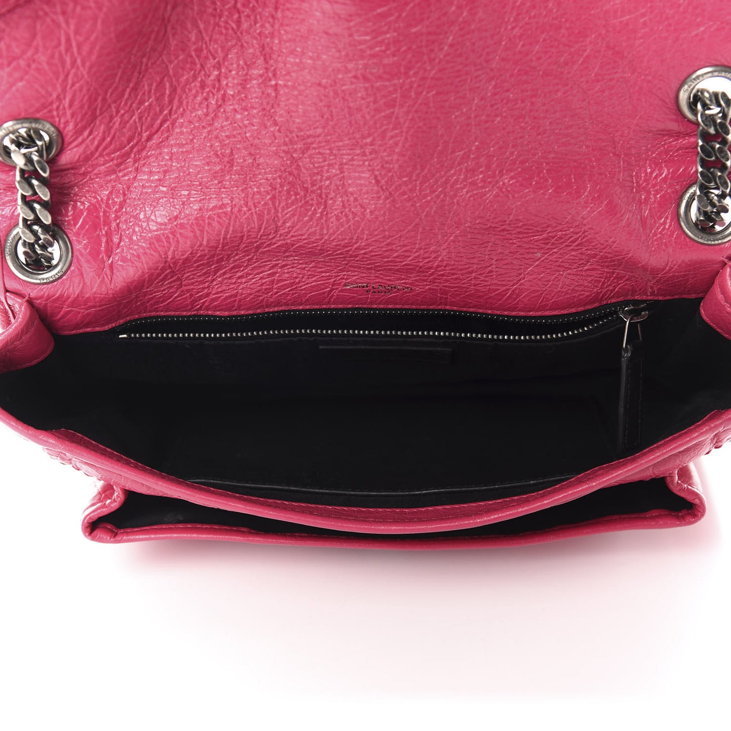 Crinkled Calfskin Matelasse Monogram Medium Niki Chain Satchel Freesia