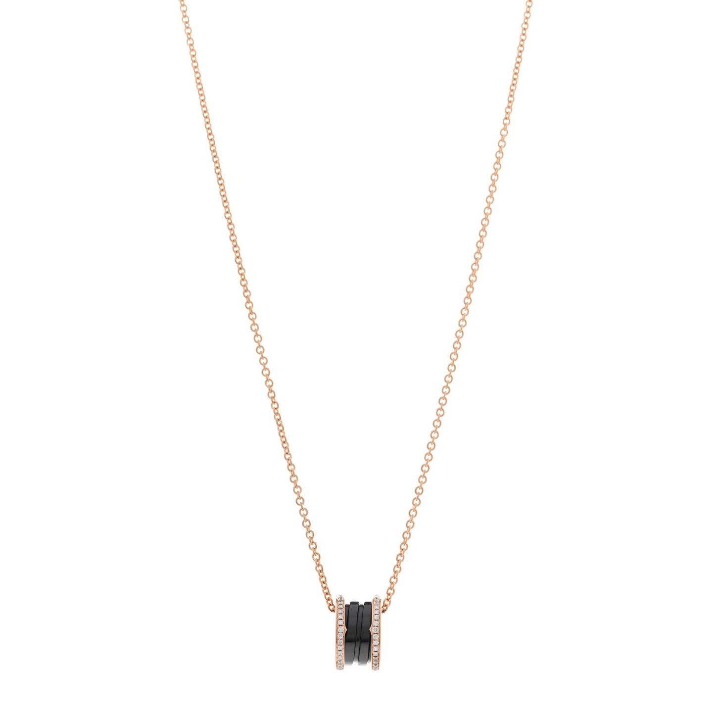 18K Rose Gold Black Ceramic Diamond B.Zero1 Pendant Necklace