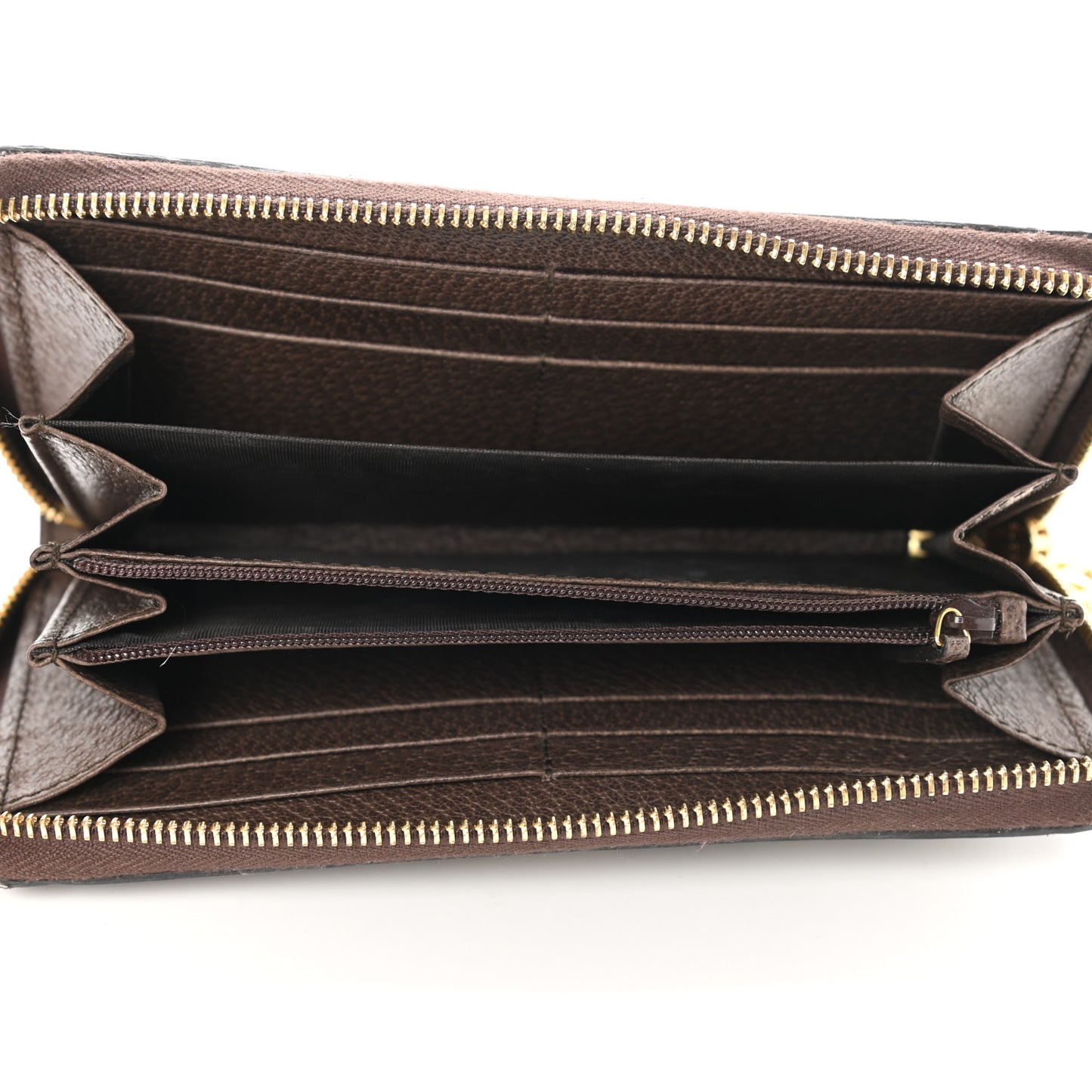 GG Supreme Monogram Web Ophidia Zip Around Wallet Brown