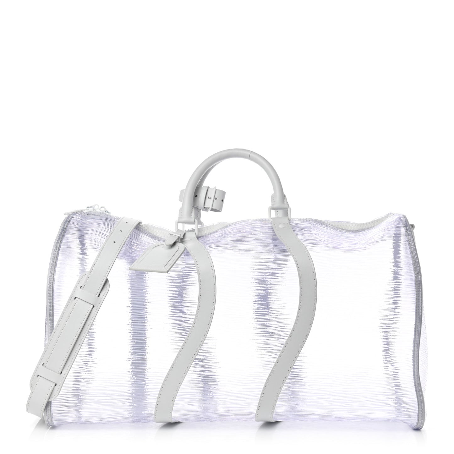 PVC Epi Embossed Wavy Keepall Bandouliere 50 White