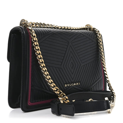Bulgari Nappa Quilted Serpenti Forever Diamond Blast Shoulder Bag Black Pink 3 of 9