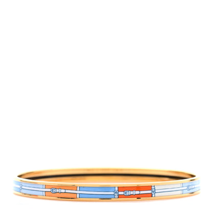 Hermes Enamel Printed Extra Narrow Couvertures Et Tenues De Jour Bracelet 62 3 of 6