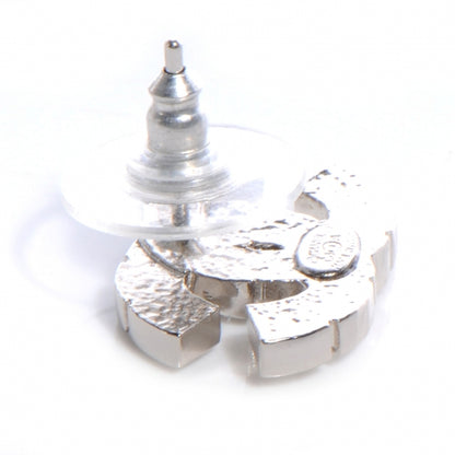 Chanel Crystal CC Pierced Earrings Silver 3 of 4