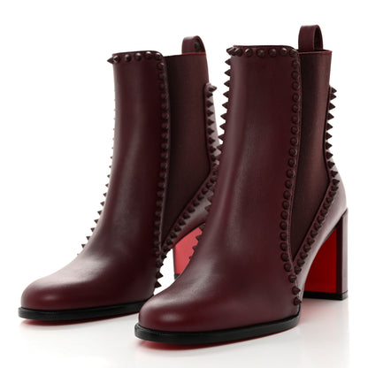 Christian Louboutin Calfskin Out Line Spike Lug 70 Boots 37.5 Bordeaux 3 of 8