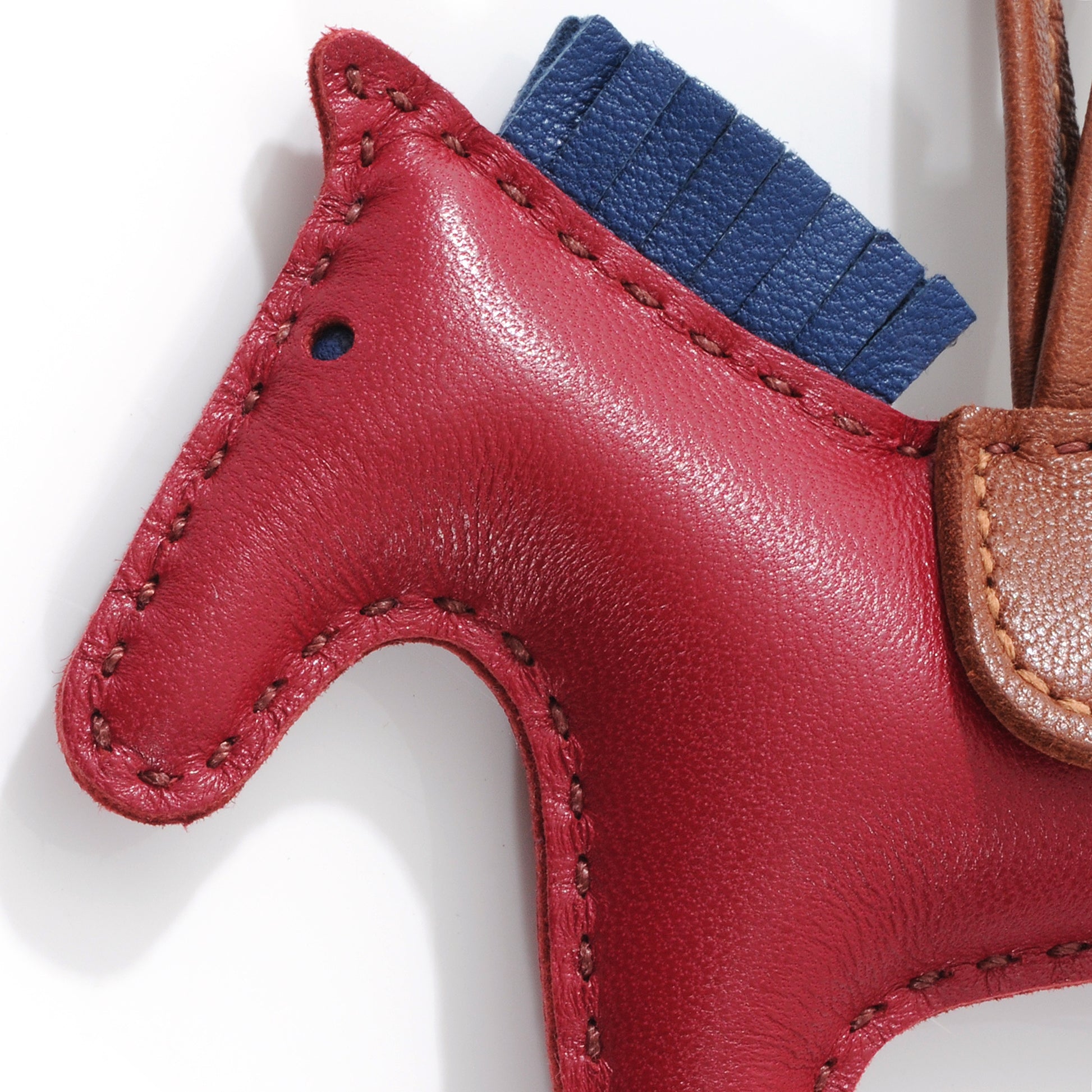 Hermes Milo Lambskin Grigri Rodeo Horse Bag Charm PM Rubis Bleu De Malte Fauve 3 of 3