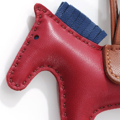 Hermes Milo Lambskin Grigri Rodeo Horse Bag Charm PM Rubis Bleu De Malte Fauve 3 of 3