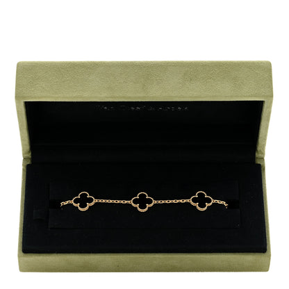 Van Cleef & Arpels 18K Yellow Gold Black Onyx 5 Motifs Vintage Alhambra Bracelet 4 of 4