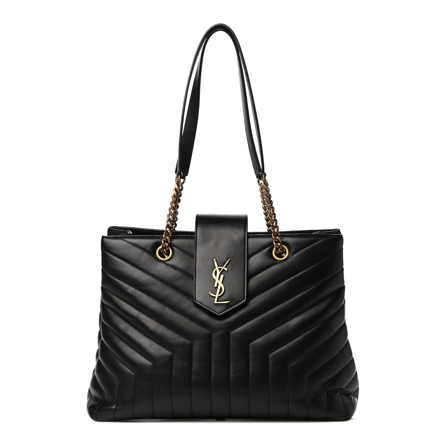 Saint Laurent Calfskin Y Quilted Monogram Large Loulou Shopper Black 1 of 9