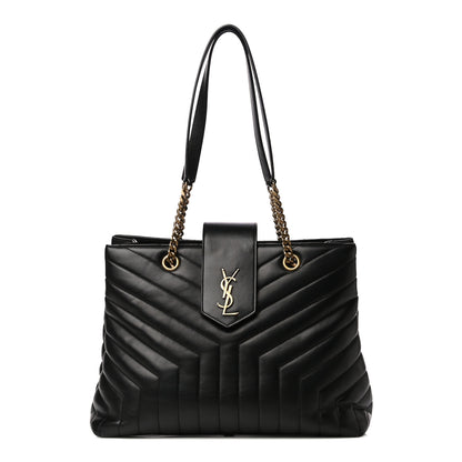 Saint Laurent Calfskin Y Quilted Monogram Large Loulou Shopper Black 1 of 9