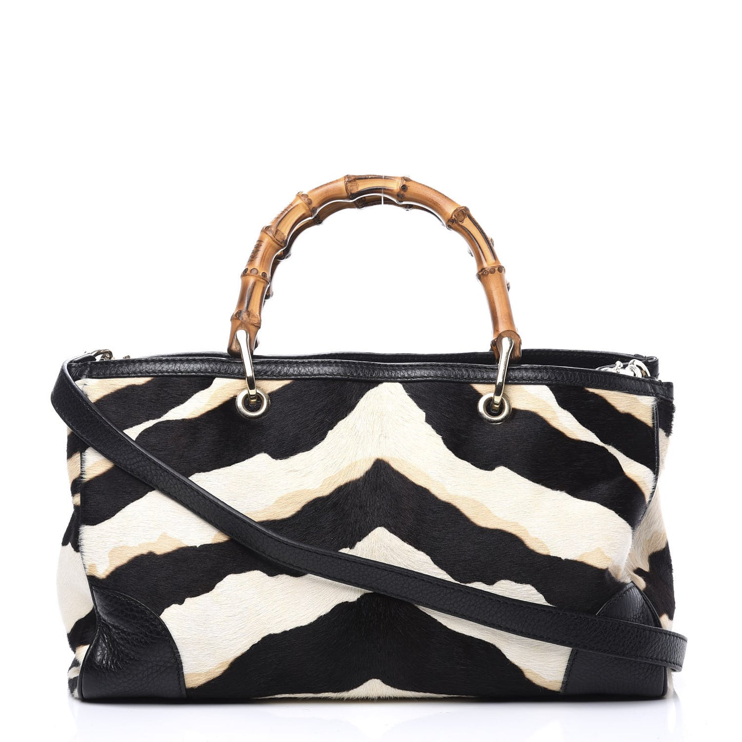 Pony Hair Medium Bamboo Shopper Tote Bag