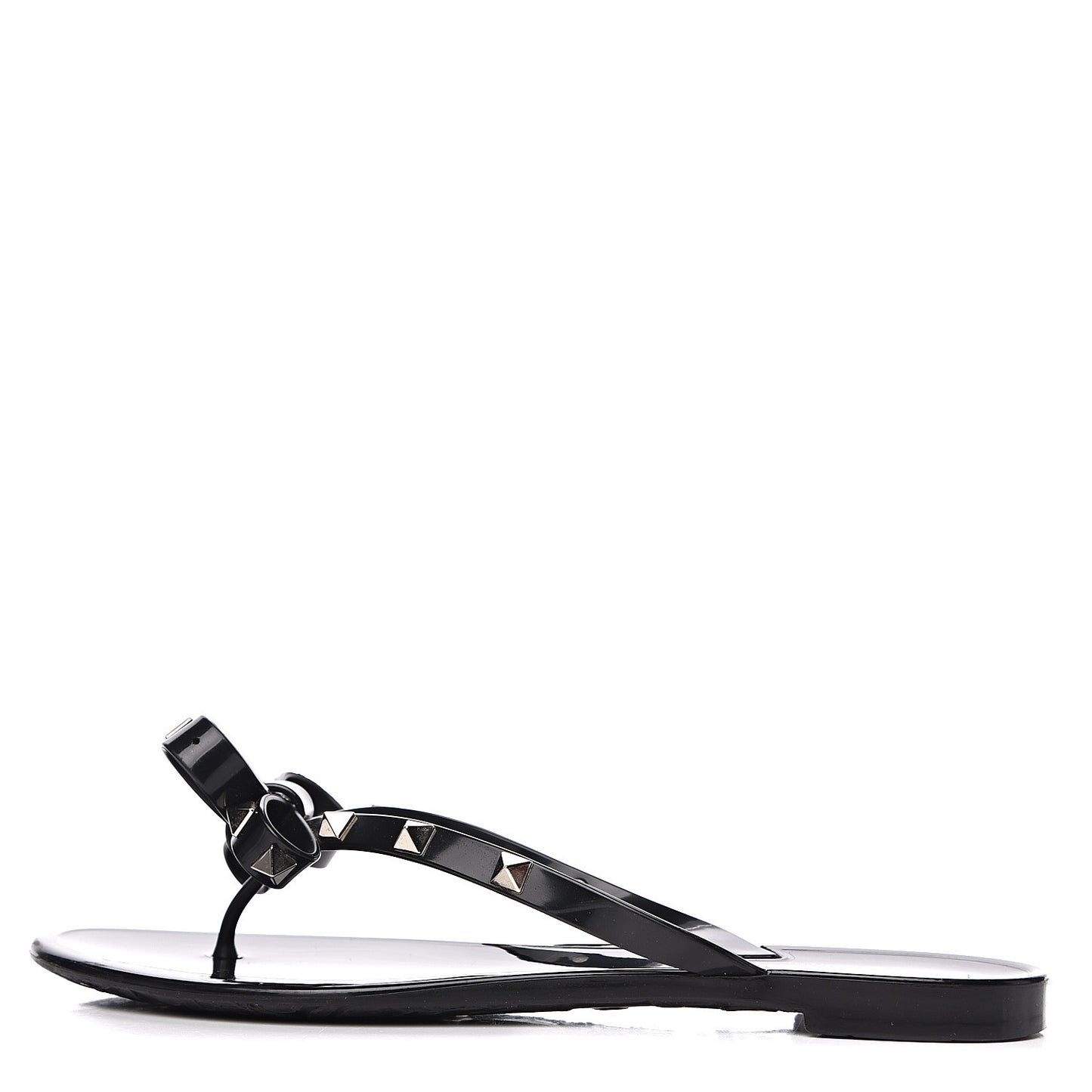 PVC Jelly Rockstud Bow Thong Sandals 37 Black