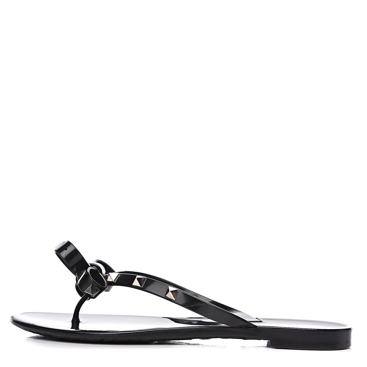Valentino Garavani PVC Jelly Rockstud Bow Thong Sandals 37 Black 1 of 11