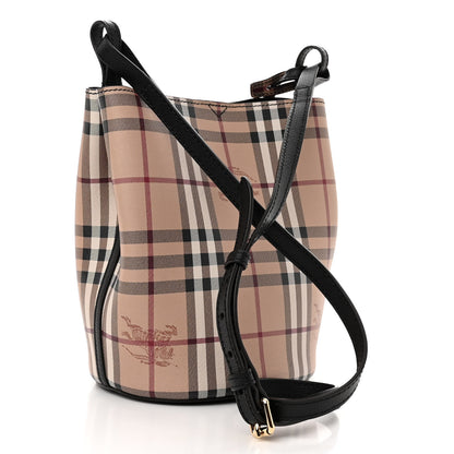 Burberry Haymarket Check Colours Small Lorne Bucket Crossbody Black 3 of 10