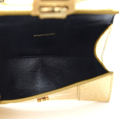 Balenciaga Metallic Calfskin Crocodile Embossed Hourglass Top Handle Bag XS Gold 5 of 9
