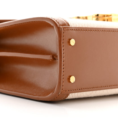Saint Laurent Canvas Calfskin Mini Classic Monogram Cassandra Top Handle Tan Natural 9 of 10