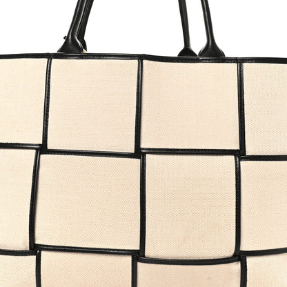 Bottega Veneta Canvas Maxi Intrecciato Large Arco Tote Beige Black 6 of 9