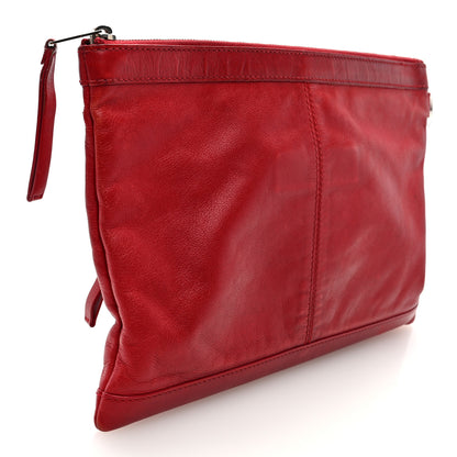 Balenciaga Smooth Calfskin Classic SIlver Hardware Medium Clip Red Lipstick 3 of 7