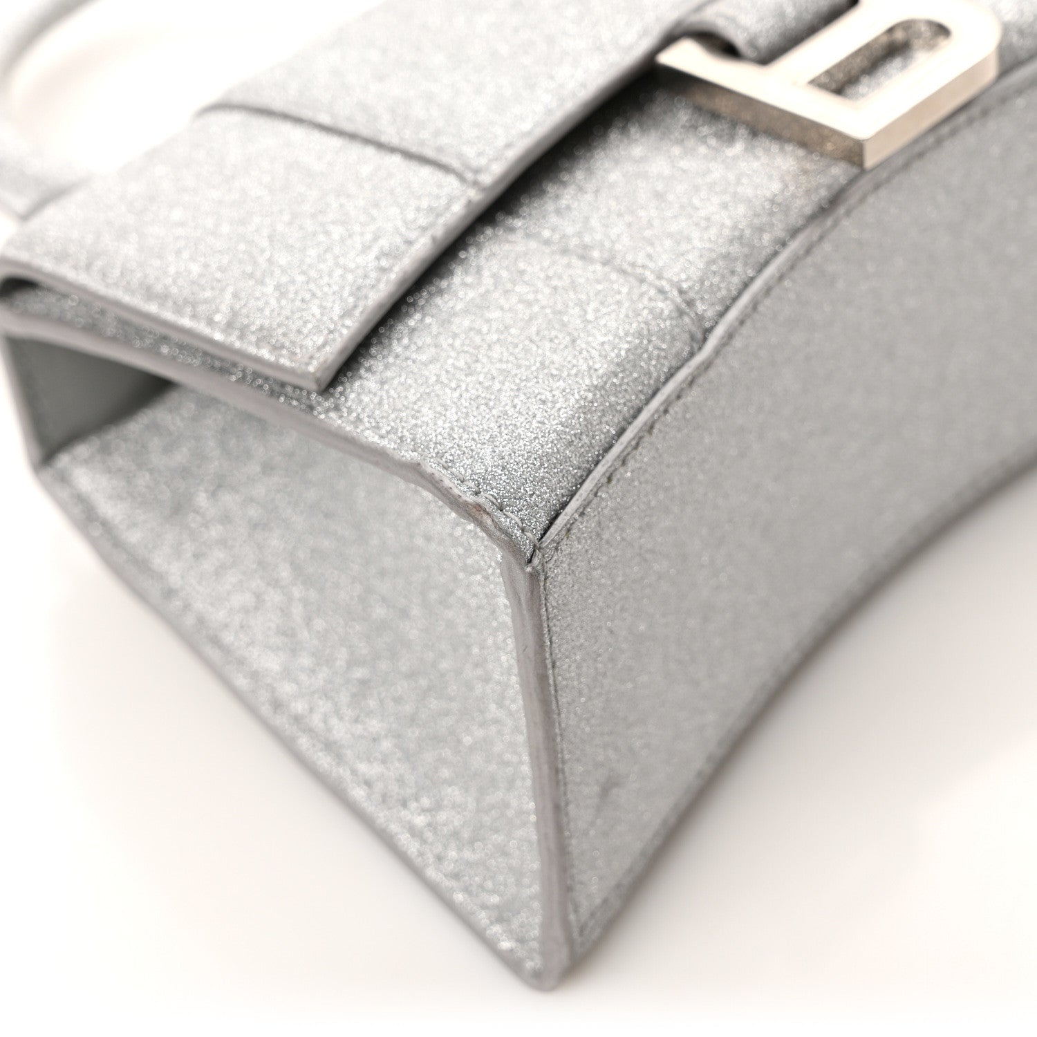 Balenciaga Sparkling Fabric Hourglass Top Handle Bag XS Silver 9 of 10