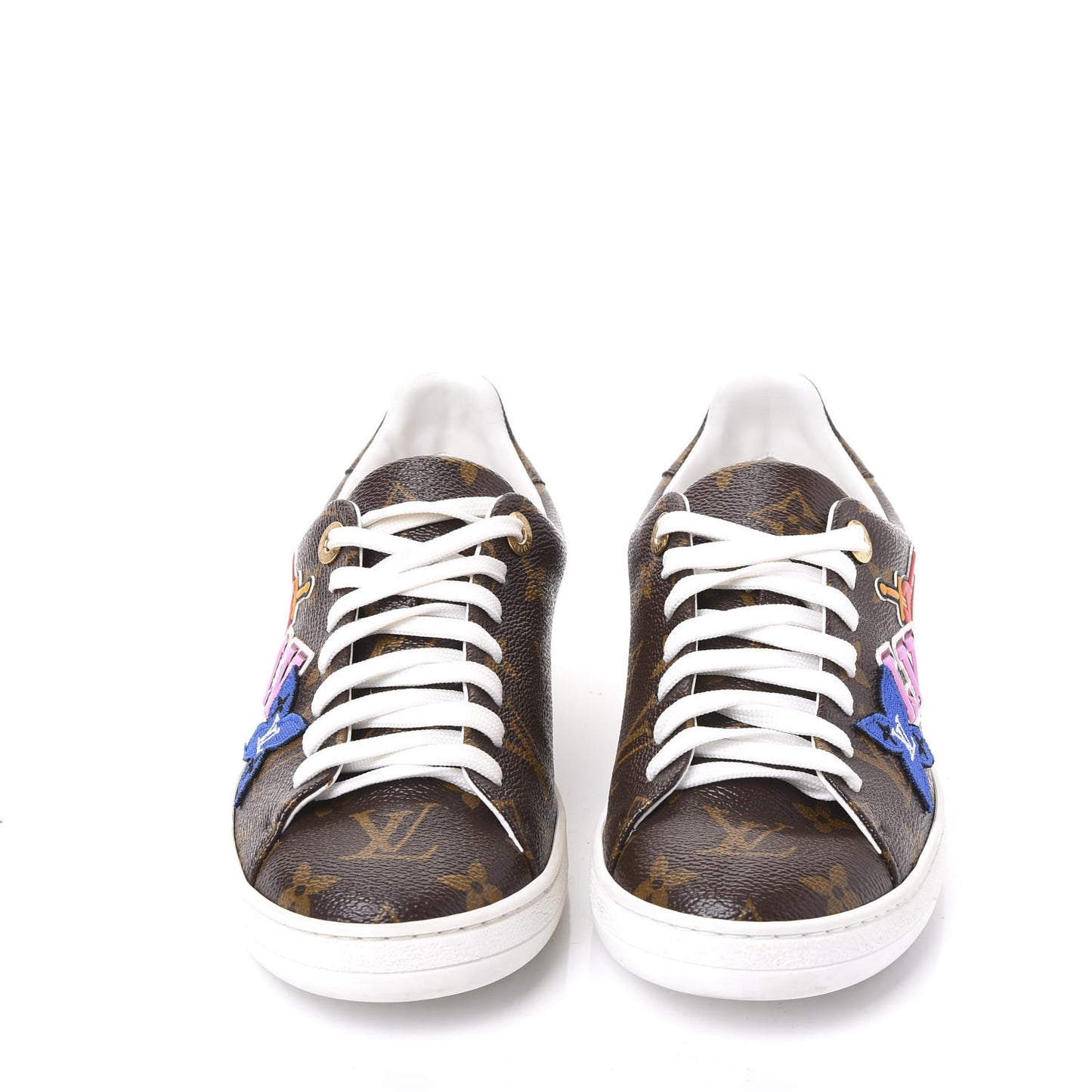 Calfskin Monogram LV Black Heart Sneakers 36.5 Cacao