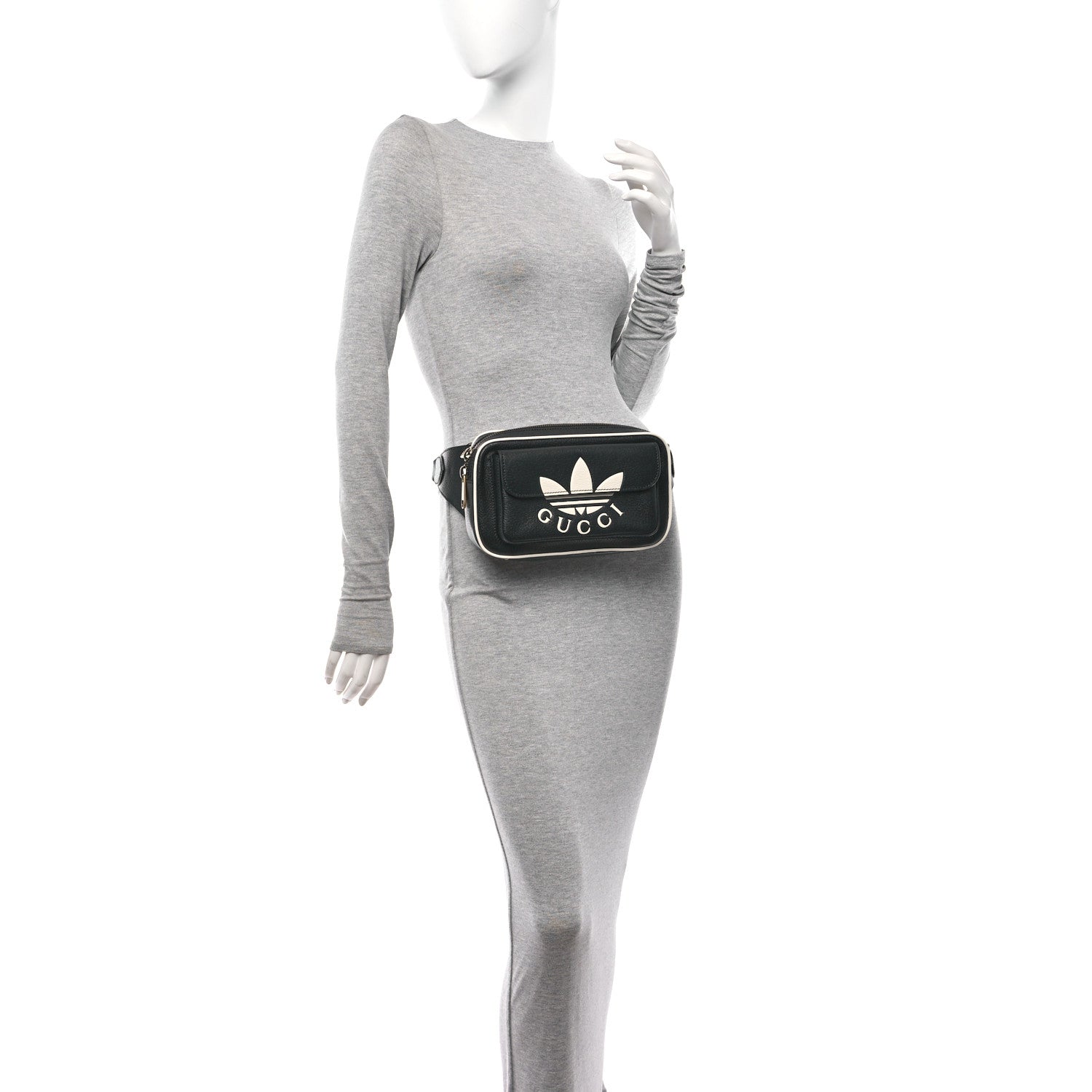 Gucci X ADIDAS Textured Dollar Calfskin Belt Bag Black 2 of 10