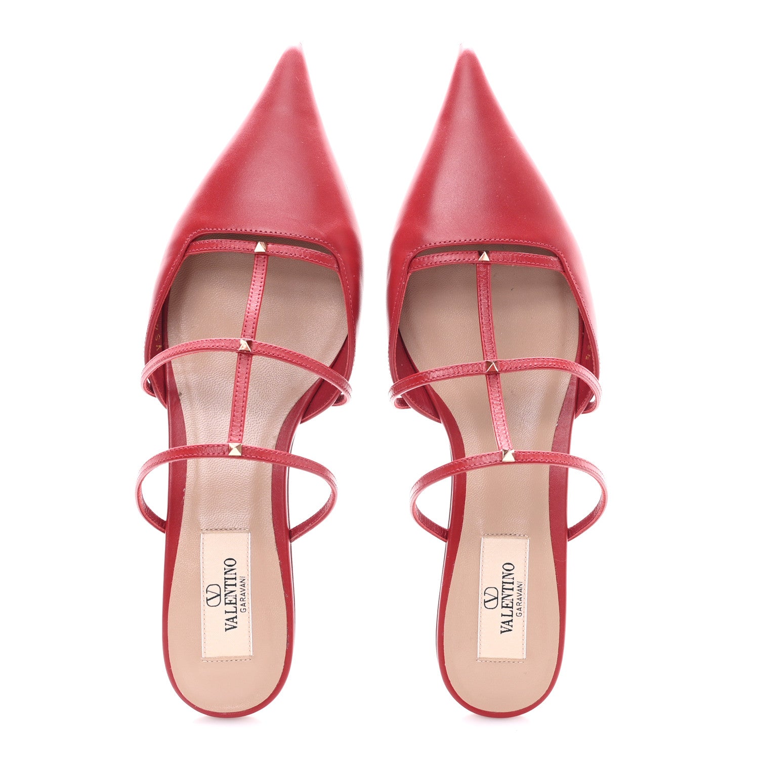 Valentino Garavani Calfskin Rockstud Wispy Mules 36.5 Red 1814548