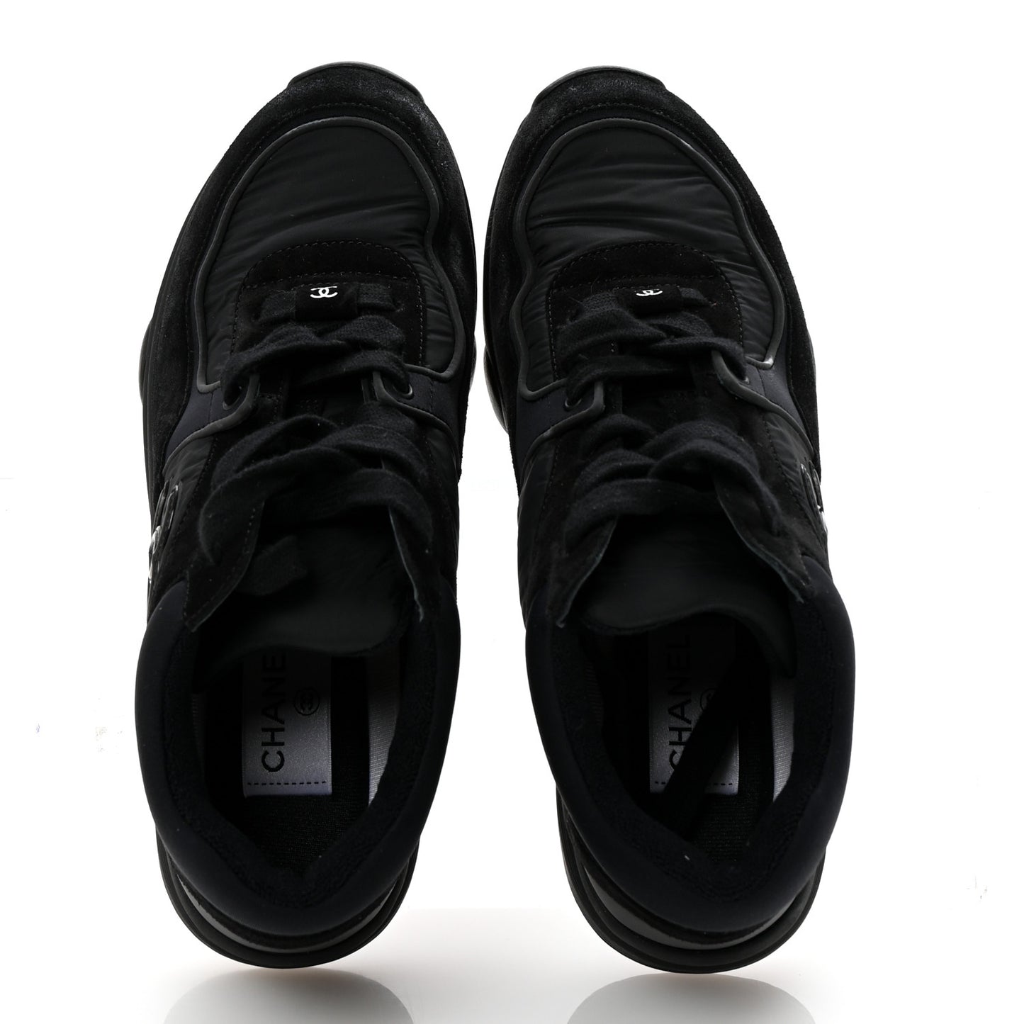 Fabric Calfskin Suede CC Sneakers 37 Black