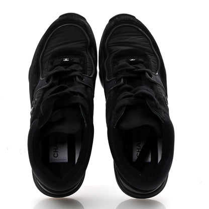 Chanel Fabric Calfskin Suede CC Sneakers 37 Black 2 of 10