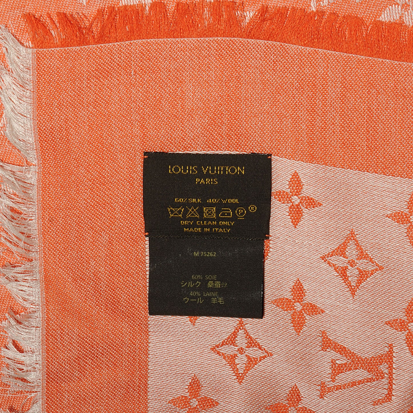 Wool Silk Monogram Denim Shawl Piment