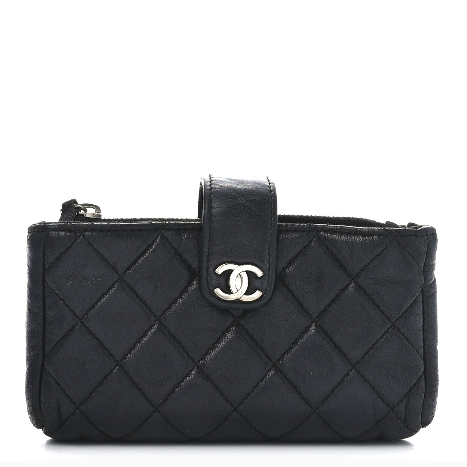 Chanel Lambskin Quilted Mini Phone Holder Clutch Black 1 of 10
