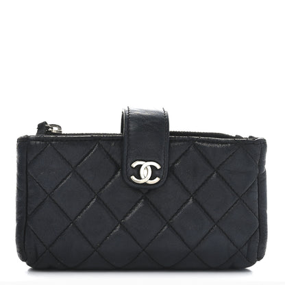 Chanel Lambskin Quilted Mini Phone Holder Clutch Black 1 of 10